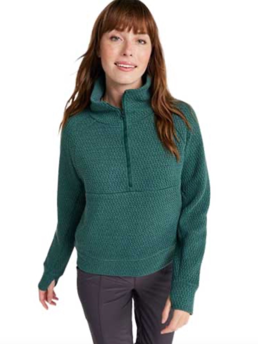 LL Bean Ridgeknit 1/2 Zip in Forest Spruce